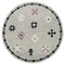 Laddha Home Designs 7' Gray and Pink Geometric Hand Hooked Round Wool Area Throw Rug